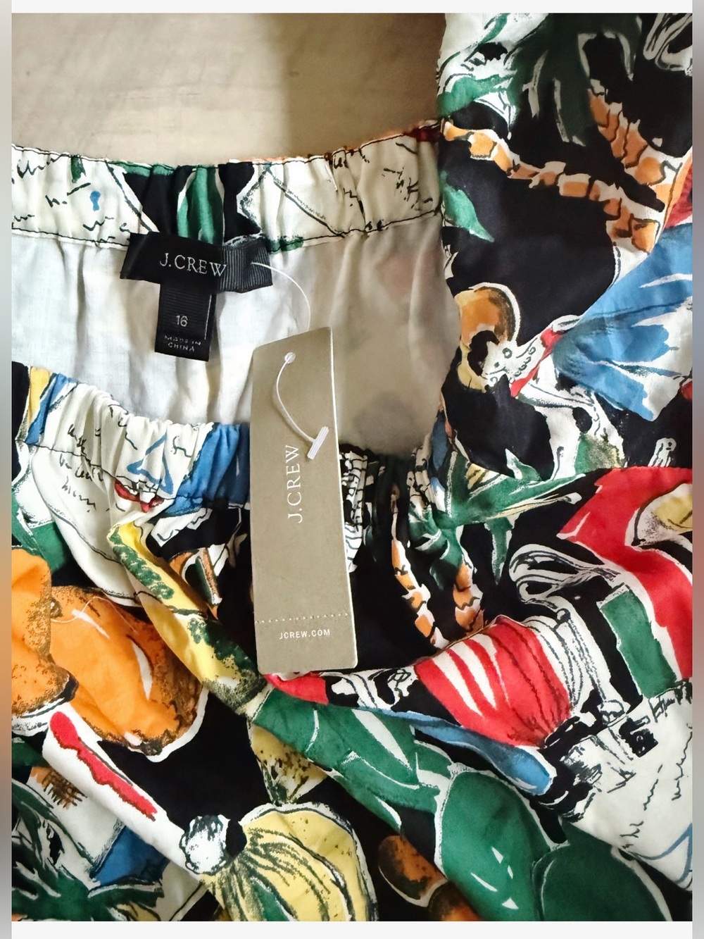 J.Crew Off-The-Shoulder in Postcard
Print Fruit Belted Ruffle Hem
Dress - Picture 6 of 6